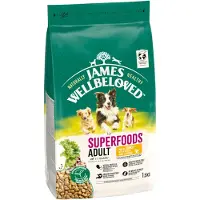 James Wellbeloved 1.5kg Superfoods Grain Free Adult Dog Hypoallergenic kalkkuna, lehtikaali & kvinoa koiran kuivaruoka