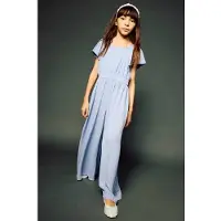 Mango Textured Playsuit With Ruffled Sleeves - Blue - 164