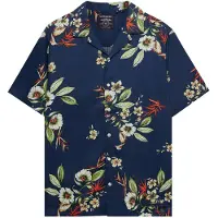 Superdry Hawaiian Print S/S Shirt - Navy - M