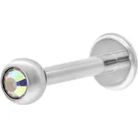 Wildcat Basic Jewelled Labret -lävistyskoru - 12,0 mm, Aurora Boreale, 4,0 mm