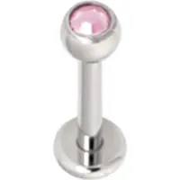 Wildcat Basic Jewelled Labret -lävistyskoru - 10,0 mm, Pinkki, 4,0 mm