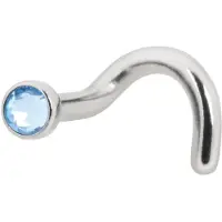 Wildcat Jewelled Nosestud - nenäkoru kristallikivellä - 1,0 mm, Vaaleansininen