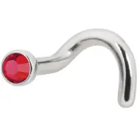 Wildcat Jewelled Nosestud - nenäkoru kristallikivellä - 1,0 mm, Punainen