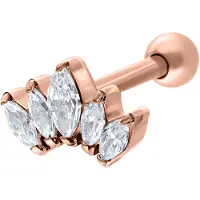 Wildcat Crystal Lotus Flower Earbarbell - Ruusukultainen metalli