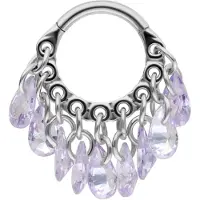 Wildcat Dangling Crystals Clicker - Lävistysrengas - Hopeinen metalli, Laventelinpunainen