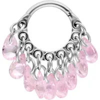 Wildcat Dangling Crystals Clicker - Lävistysrengas - Hopeinen metalli, Vaaleanpunainen