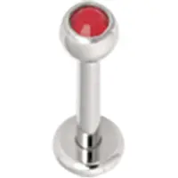 Wildcat Basic Jewelled Labret -lävistyskoru - 8,0 mm, Punainen, 4,0 mm