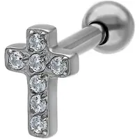Wildcat Crystal Cross Earbarbell<!--63d619d6a98a8--> - Hopeinen metalli