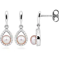 Lykken Pearls helmi hopeakorvakorut zirkonia