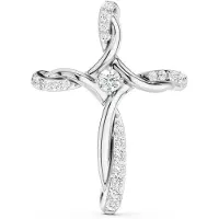 Lykken Elegance valkokultainen risti timanttiriipus 21,5mm