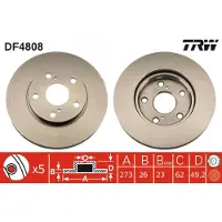 TRW Jarrulevy LUC DF4808 edessä, tuuletettu, 1 Kappale