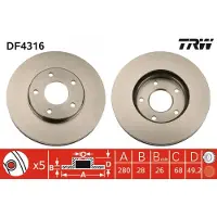 TRW Jarrulevy (1kpl) DF4316
