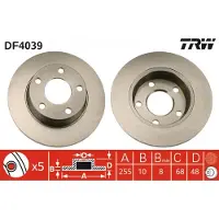 TRW Jarrulevy DF4039 takana, täysi, 1 Kappale