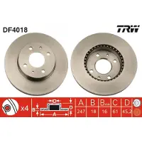 TRW Jarrulevy DF4018 edessä, tuuletettu, 1 Kappale