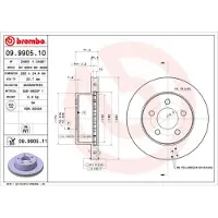 Brembo Jarrulevy 9990511 edessä, tuuletettu, 1 Kappale