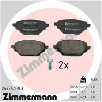 ZIMMERMANN Jarrupalasarja (4kpl), levyjarru 26654.170.3
