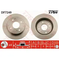 TRW Jarrulevy DF7249 takana, täysi, 1 Kappale