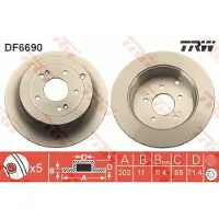 TRW Jarrulevy DF6690 takana, täysi, 1 Kappale