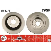 TRW Jarrulevy LUC DF4278 takana, täysi, 1 Kappale