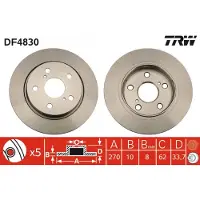 TRW Jarrulevy DF4830 takana, täysi, 1 Kappale