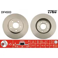 TRW Jarrulevy DF4503 edessä, tuuletettu, 1 Kappale