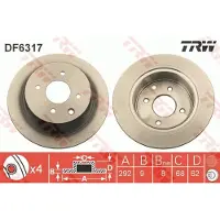 TRW Jarrulevy DF6317 takana, täysi, 1 Kappale