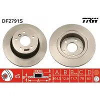 TRW Jarrulevy DF2791S takana, täysi, 1 Kappale