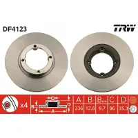 TRW Jarrulevy DF4123 edessä, täysi, 1 Kappale
