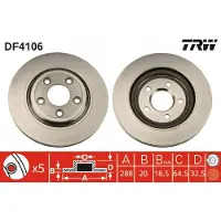 TRW Jarrulevy DF4106 takana, tuuletettu, 1 Kappale