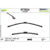 Valeo Pyyhkijänsulka Silencio 577834, 700/450mm, Edessä, 2 Kappale