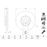 Bosch Jarrulevy 0 986 479 F60 edessä, tuuletettu, erittäin hiilihappoinen, 1 Kappale