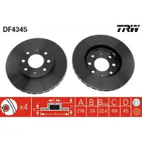 TRW Jarrulevy (1kpl) DF4345