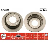 TRW Jarrulevy DF4030 takana, tuuletettu, 1 Kappale