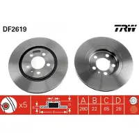 TRW Jarrulevy DF2619 edessä, tuuletettu, 1 Kappale
