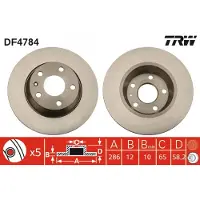 TRW Jarrulevy DF4784 takana, täysi, 1 Kappale