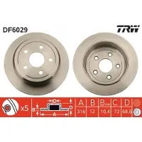 TRW Jarrulevy DF6029 takana, täysi, 1 Kappale