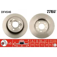 TRW Jarrulevy DF4546 takana, täysi, 1 Kappale