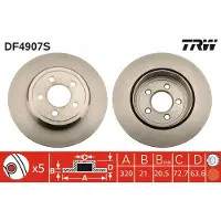 TRW Jarrulevy DF4907S takana, tuuletettu, 1 Kappale