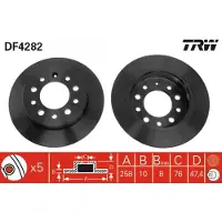 TRW Jarrulevy DF4282 takana, täysi, 1 Kappale