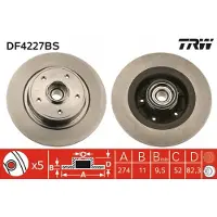 TRW Jarrulevy LUC DF4227BS takana, täysi, 1 Kappale