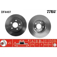TRW Jarrulevy LUC DF4407 takana, täysi, 1 Kappale