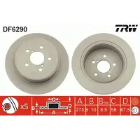 TRW Jarrulevy DF6290 takana, täysi, 1 Kappale