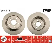 TRW Jarrulevy DF4915 takana, täysi, 1 Kappale
