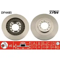 TRW Jarrulevy DF4485 edessä, tuuletettu, 1 Kappale