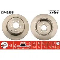 TRW Jarrulevy DF4955S takana, täysi, erittäin hiilihappoinen, 1 Kappale