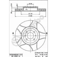 Brembo Jarrulevy Max 09.4939.75, edessä, uritettu, tuuletettu, 1 Kappale
