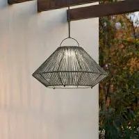 LINDBY LED-aurinkokäyttöinen riippuvalaisin Austas, harmaa, Ø 50 cm, USB, IP54 Austas , himmennettävä, Alumiini/harmaa/sinkki, Synteettinen materiaali, Moderni, riippuvalaisin