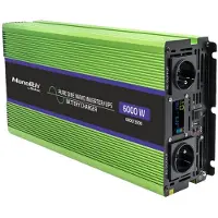 Qoltec Monolith jännitemuunnin | akkujen lataus | UPS | 3000W | 6000W |12V-230V | Puhdas siniaalto | LCD-näyttö