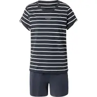 Marc O'Polo Pyjama tummansininen / valkoinen