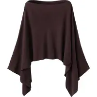 Mango Asymmetrical Knitted Cape - Burgundy - XS/S